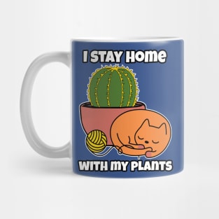 Golden Ball Succulent and Sleepy Cat Stay Home with plants Mug